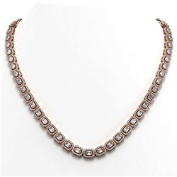 24.86 ctw Emerald Cut Diamond Micro Pave Necklace 18K Rose Gold - REF-2918W3H