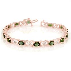 8.15 ctw Green Tourmaline & Diamond Bracelet 18k Rose Gold - REF-145A5N