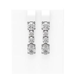 4.52 ctw Oval Diamond Earrings 18K White Gold - REF-902M2G