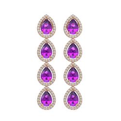 7.85 ctw Amethyst & Diamond Micro Pave Halo Earrings 10k Rose Gold - REF-152M8G