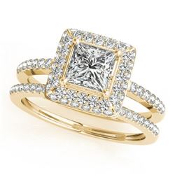 1.01 ctw Certified VS/SI Princess Diamond 2pc Set Halo 14k Yellow Gold - REF-111Y8X