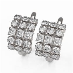 6.3 ctw Princess Cut Diamond Designer Earrings 18K White Gold - REF-765Y9X