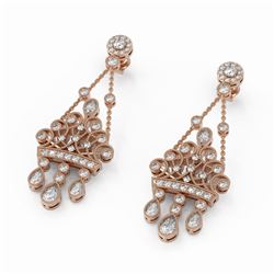 3.33 ctw Diamond Designer Earrings 18K Rose Gold - REF-753N3F