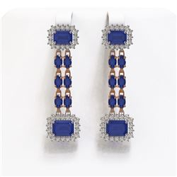 11.98 ctw Sapphire & Diamond Earrings 14K Rose Gold - REF-205Y8X