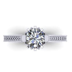 1 ctw Solitaire Certified VS/SI Diamond Ring Art Deco 14k White Gold - REF-304H5R