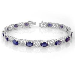 12.05 ctw Tanzanite & Diamond Bracelet 14k White Gold - REF-141M8G