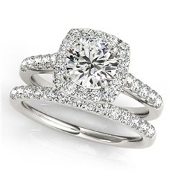 1.70 ctw Certified VS/SI Diamond 2pc Wedding Set Halo 14k White Gold - REF-176R5K