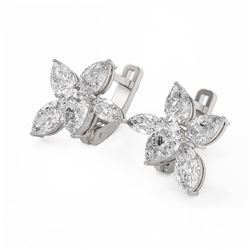 4.82 ctw Pear & Marquise Cut Diamond Earrings 18K White Gold - REF-901R6K