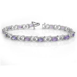 8.65 ctw Tanzanite & Diamond Bracelet 18k White Gold - REF-172N8F
