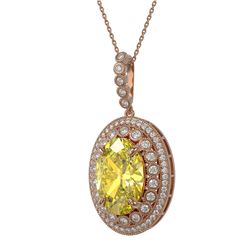 18.56 ctw Canary Citrine & Diamond Victorian Necklace 14K Rose Gold - REF-244M2G