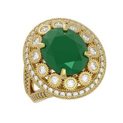 8.76 ctw Certified Emerald & Diamond Victorian Ring 14K Yellow Gold - REF-213R5K