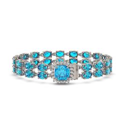 17.67 ctw Swiss Topaz & Diamond Bracelet 14K White Gold - REF-178X2A