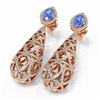 Image 3 : 7.3 ctw Tanzanite & Diamond Earrings 18K Rose Gold - REF-618R2K
