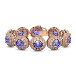 50.27 ctw Tanzanite & Diamond Victorian Bracelet 14K Rose Gold - REF-1704A4N