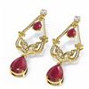 Image 3 : 30.32 ctw Ruby & Diamond Earrings 18K Yellow Gold - REF-818G2W
