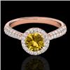 Image 1 : 1.40 ctw Certified SI/I Fancy Intense Yellow Diamond Ring 10k Rose Gold - REF-204Y5X