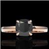 Image 1 : 3 ctw Cushion Cut Black Diamond Engagment Ring 14k Rose Gold - REF-103N6F