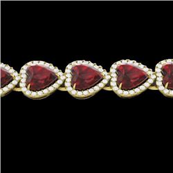 25 ctw Garnet & Micro Pave VS/SI Diamond Bracelet Heart 14k Yellow Gold - REF-415A5N