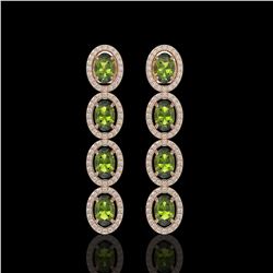 5.88 ctw Tourmaline & Diamond Micro Pave Halo Earrings 10k Rose Gold - REF-143Y6X