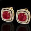 Image 1 : 4.95 ctw Ruby & Micro Pave VS/SI Diamond Earrings 18k Yellow Gold - REF-125Y5X