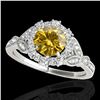 Image 1 : 1.5 ctw Certified SI/I Fancy Intense Yellow Diamond Ring 10k White Gold - REF-190X9A