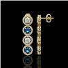 Image 2 : 5.42 ctw Blue & Diamond Micro Pave Earrings 18K Yellow Gold - REF-513X8A