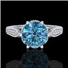 Image 2 : 2.2 ctw Intense Blue Diamond Engagment Art Deco Ring 18k White Gold - REF-314W5H