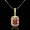 Image 2 : 7.18 ctw Certified Ruby & Diamond Victorian Necklace 14K Yellow Gold - REF-172F8M