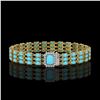 Image 1 : 19.27 ctw Turquoise & Diamond Bracelet 14K Yellow Gold - REF-318H2R