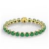 Image 2 : 46 ctw Emerald & Micro Pave Diamond Bracelet 14k Yellow Gold - REF-345X5A