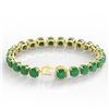 Image 3 : 46 ctw Emerald & Micro Pave Diamond Bracelet 14k Yellow Gold - REF-345X5A