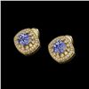Image 2 : 5.09 ctw Tanzanite & Diamond Victorian Earrings 14K Yellow Gold - REF-152N5F