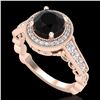 Image 1 : 1.91 ctw Fancy Black Diamond Engagment Art Deco Ring 18k Rose Gold - REF-130W9H