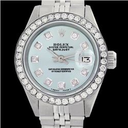 Rolex Men's Stainless Steel, QuickSet, Diamond Dial & Diamond Bezel