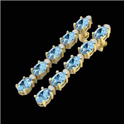 12.47 ctw Aquamarine & VS/SI Certified Diamond Earrings 10k Yellow Gold - REF-143K6Y