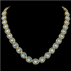 41.6 ctw Sky Topaz & Diamond Micro Pave Halo Necklace 10k Yellow Gold - REF-672K8Y