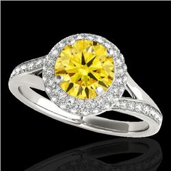 1.85 ctw Certified SI/I Fancy Intense Yellow Diamond Ring 10k White Gold - REF-250R9K