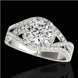 2 ctw Certified Diamond Solitaire Halo Ring 10k White Gold - REF-381H8R