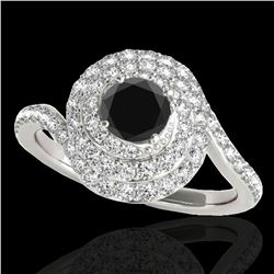 1.86 ctw Certified VS Black Diamond Solitaire Halo Ring 10k White Gold - REF-66H8R