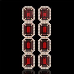 17.8 ctw Garnet & Diamond Micro Pave Halo Earrings 10k Rose Gold - REF-174Y2X