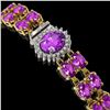 Image 2 : 24.82 ctw Amethyst & Diamond Bracelet 14K Yellow Gold - REF-218M2G