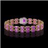 Image 3 : 24.82 ctw Amethyst & Diamond Bracelet 14K Yellow Gold - REF-218M2G