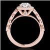 Image 2 : 1.93 ctw Certified Diamond Solitaire Halo Ring 10k Rose Gold - REF-381A8N