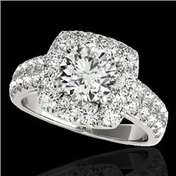 2.5 ctw Certified Diamond Solitaire Halo Ring 10k White Gold - REF-300A2N