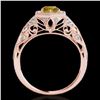 Image 2 : 1.4 ctw SI/I Fancy Intense Yellow Diamond Antique Ring 10k Rose Gold - REF-203K2Y