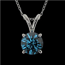 0.75 ctw Certified Intense Blue Diamond Necklace 10k White Gold - REF-54R2K