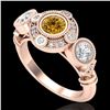 Image 1 : 1.51 ctw Intense Fancy Yellow Diamond Art Deco Ring 18k Rose Gold - REF-218Y2X