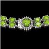 Image 3 : 38.1 ctw Peridot & Diamond Necklace 14K White Gold - REF-454W5H