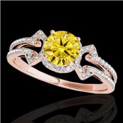 1.36 ctw Certified SI/I Fancy Intense Yellow Diamond Ring 10k Rose Gold - REF-204N5F