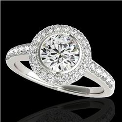 1.5 ctw Certified Diamond Solitaire Halo Ring 10k White Gold - REF-218F2M